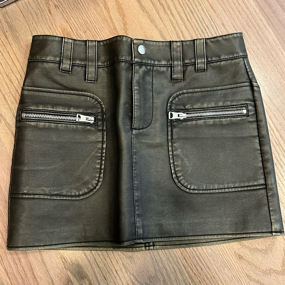 Mango leather mini skirt